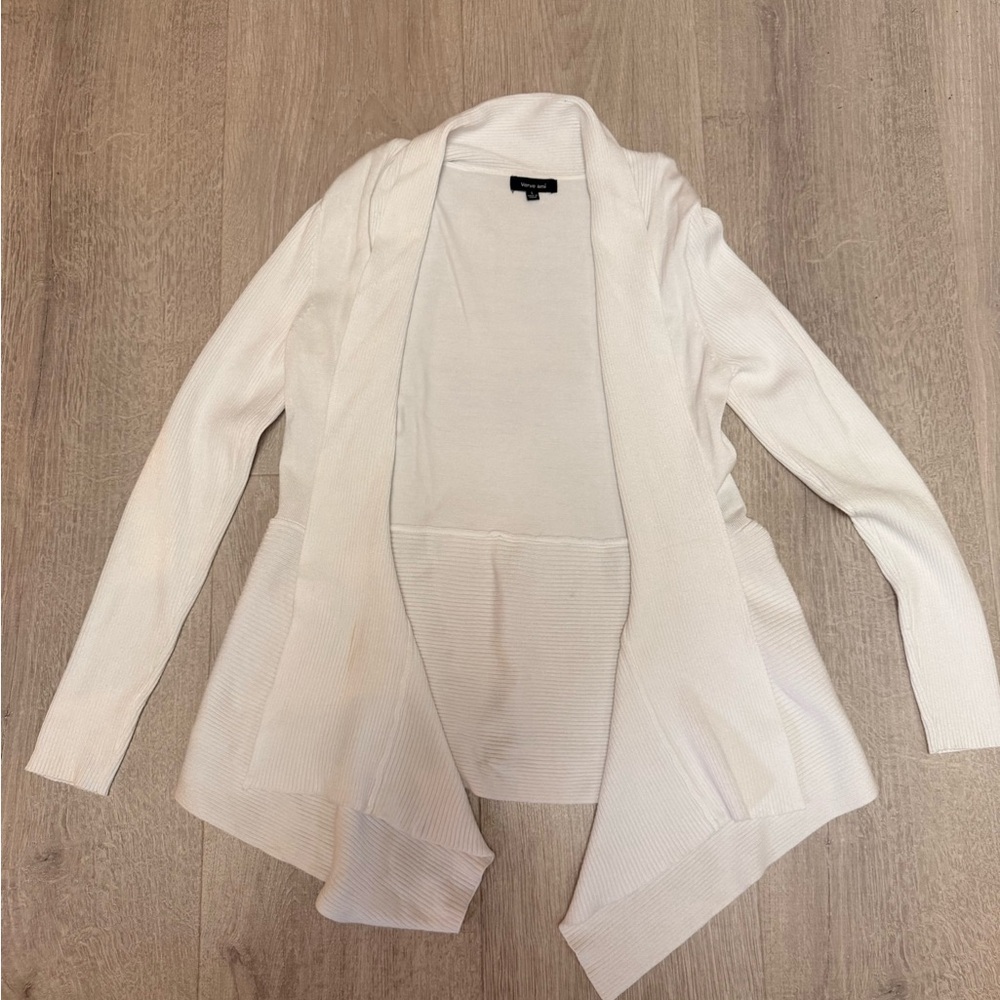 Verve Ami White Open Front Cardigan